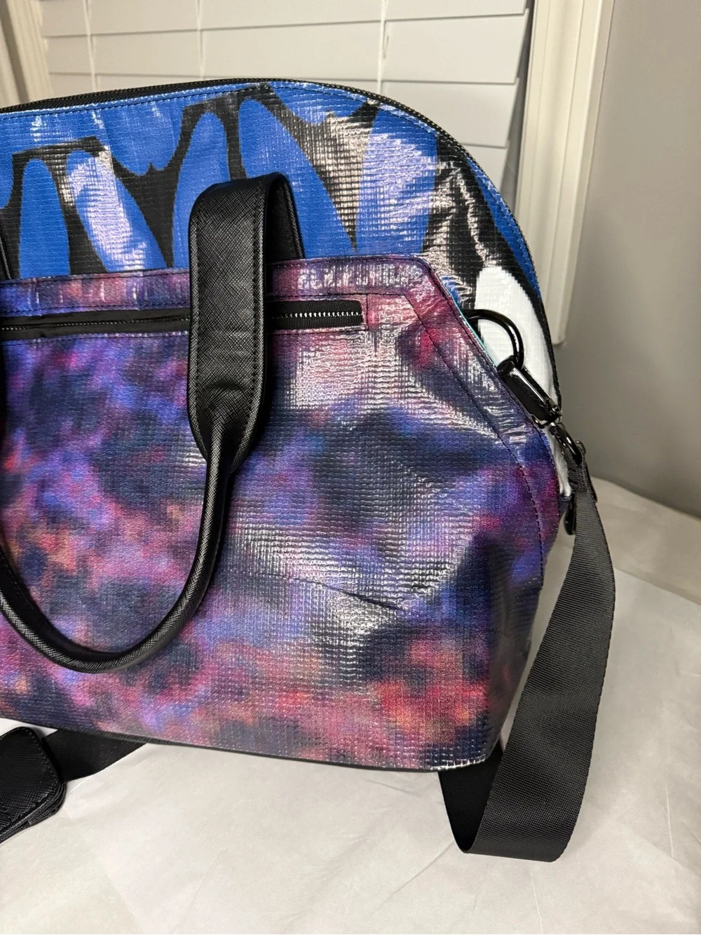 Rareform Recycled Billboard Tote Bag Blue White Convertible Travel Tote